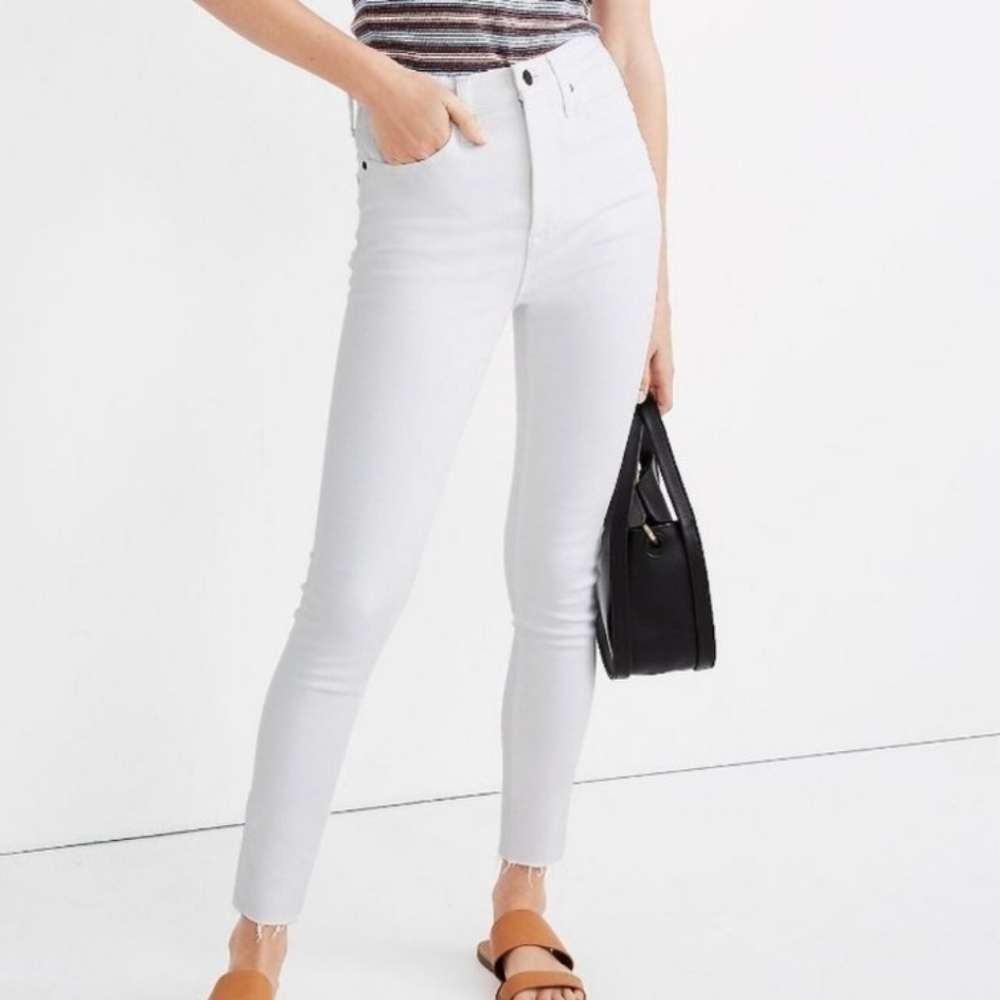 Madewell High Rise Skinny Jeans Womens 29 White Raw Hem
